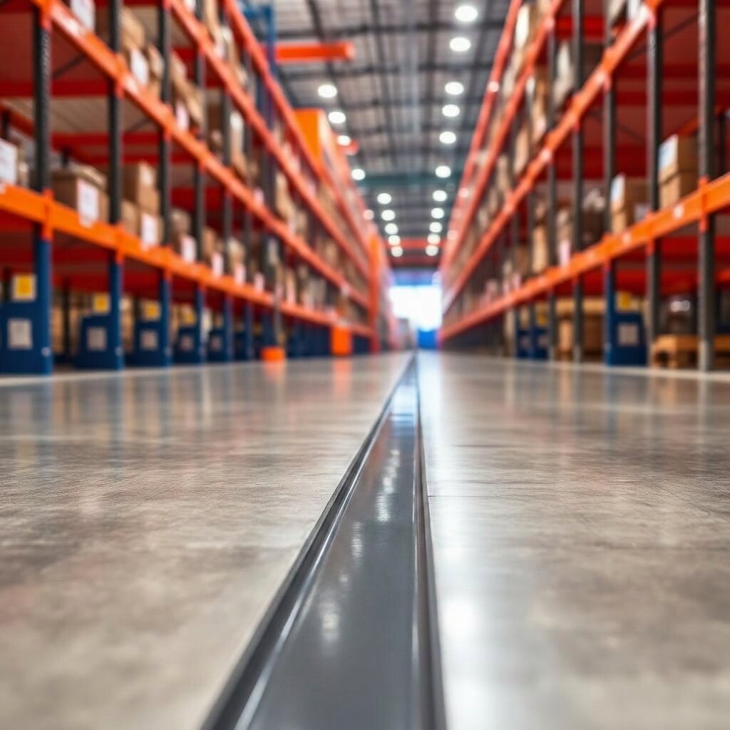 Polyurea-filled control joint in a big-box retail warehouse aisle
